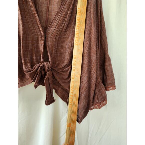 Free People kimono boho Rosebud Guaze Cotton Festival Hippie Grunge Peasant OS - Picture 10 of 12